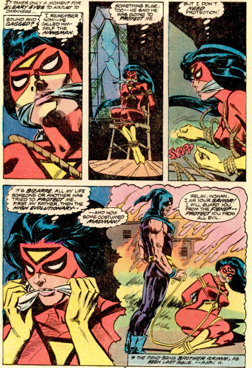 gentlemankidnapper:Spider-Woman caught in the eponymous Comic Book Vol 1 Issues 4 and 5