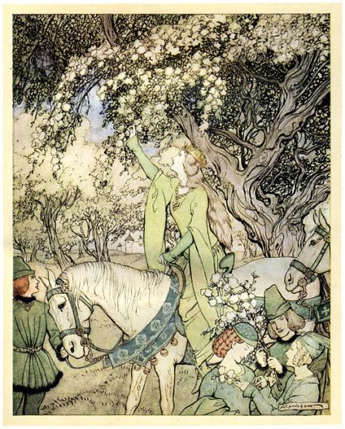 artist-rackham:Queen Guinevere, Rackham Arthur