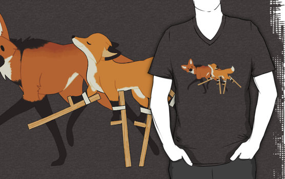 manedarchive:  “Stilts Fox” T-Shirt (+more!) Design | My Redbubble a new design!