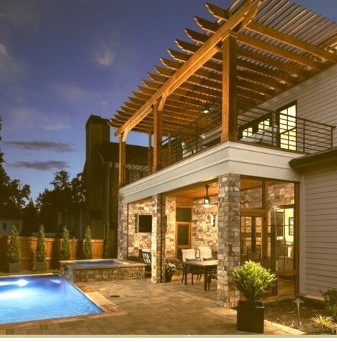 Pool - Contemporary PoolInspiration For A Mid-sized Contemporary Backyard Stone And Rectangular Natural