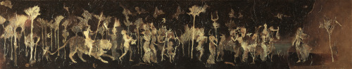 denisforkas:Dionysos and Ariadne frieze cartoon, 2014-2015Acrylics on prepared paper, 19.4 x 98.5cm