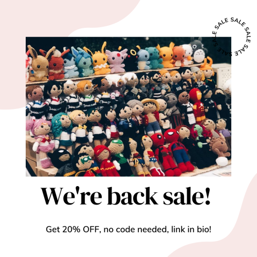 To celebrate the store being back in business I’m having a 20% off sale on everything, until Sunday :D
Etsy Store | Ravelry