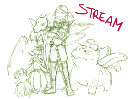 raveniaworld: Streaming now! Remember those old sketches with Ravenia characters as pokemon trainer