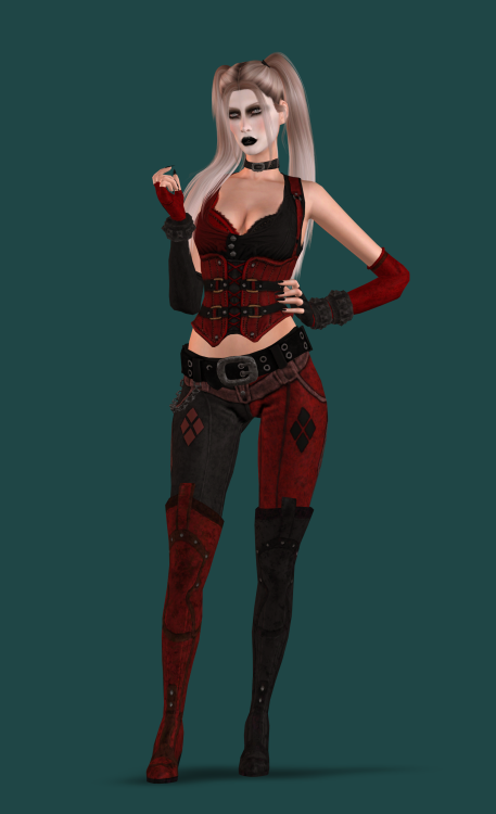  Harley Quinn New meshFor femaleFull bodyHQ compatibleSet contains: two costumes and accessoriesDOWN