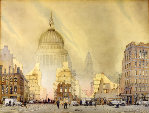 WILLIAM GOLDINGAir Raid On The City Of LondonWatercolor895 x 690 mm