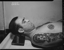 Morgue, man with floral tattoo, 1945 © LAPD.