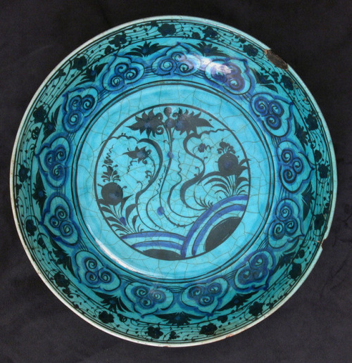 Dish, Islamic ArtMedium: Stonepaste; painted in black under turquoise glazeTheodore M. Davis Collect