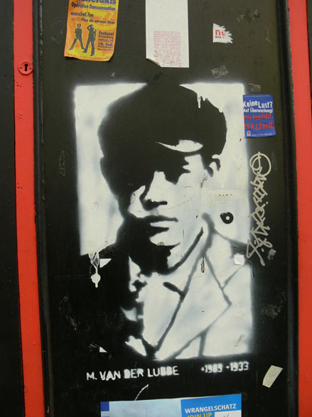 radicalgraff:Stencils of Marius Van Der Lubbe in Germany. Van Der Lubbe was a 24 year old Dutch coun