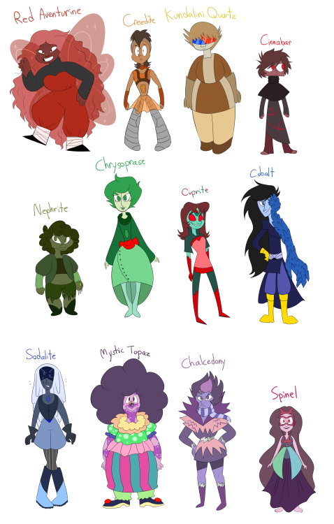 mathes0n:  .I FINALLY finished drawing all of the gems for my lil gemstuck au ;w; shoutout to bushim