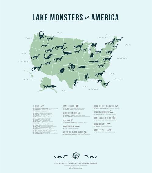 atlasobscura:The Lake Monsters of AmericaPeople love to fill in mysterious areas of nature with myth