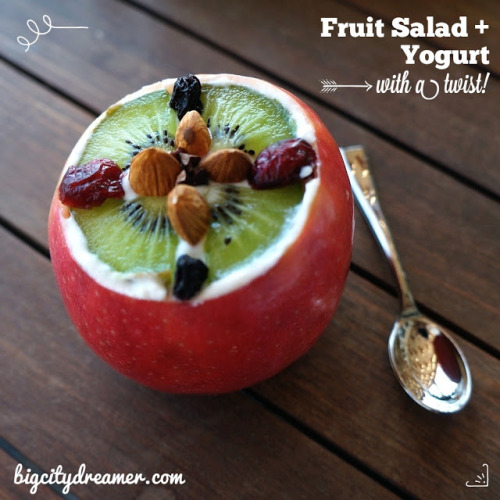 beautifulpicturesofhealthyfood:  Fruit Salad Apple Bowl - Great way to serve breakfast or a snack with a twist…RECIPE 