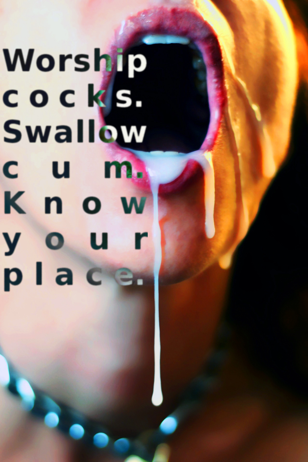becomingsissy:  sissy-stable:  Reblog if your place is worshiping cock and swallowing