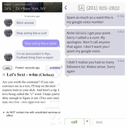 hentai-dreams:  sleidi:  Every time creeps send me or my friends gross messages, I get their numbers and post casual encounter ads on their behalf. Sic other men on them in hopes that they’ll understand what it’s like to be a woman for a change. This