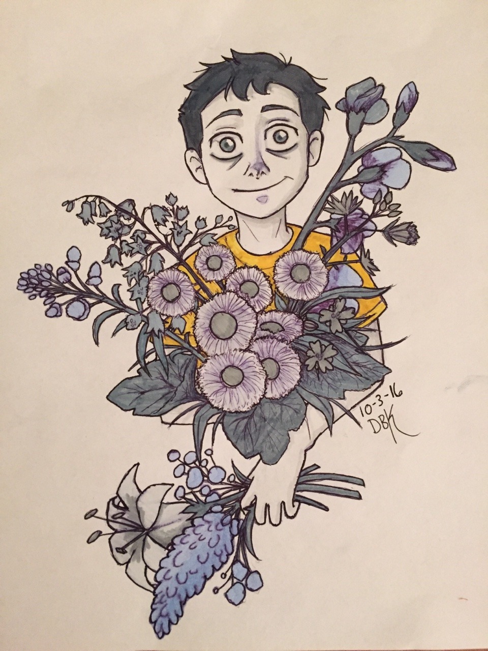 deranged-black-kitten:  Inktober day 3: Collect   Morty–my sweet flower child–in