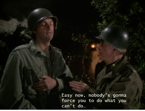 ilivejustinmyownworld:  this is literally one of my favorite scenes in M*A*S*H not only as a fellow claustrophobic but specially because of what col Potter tells Hawkeye. that “nobody’s gonna force you to do what you can’t do”. those words are