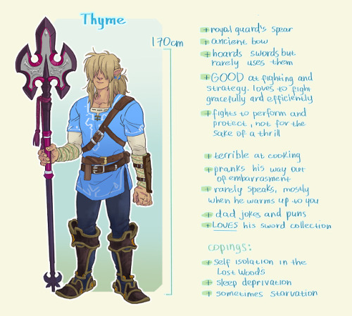 Thyme’s new reference sheet! (and sorry for my messy English  ( “ •᷄ _•᷅) )