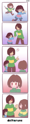 nuvex:  Happy turkey day mah hungry dudes!Since I’ll be away for a while (family and tons of food) I’ll leave this little comic for your enjoyments!Kris being a parent and failing :BEnjoy!Deltarune/Undertale belongs to Toby Foxps: Yeah I know the