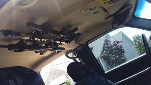 tacticalshit:  Check out our BRAND NEW Tactical Truck Ceiling Mounts. These will work in any full-size crew cab with center door posts. Installs in MINUTES without you drilling holes or using bolts or screws! Order yours HERE->http://goo.gl/R8Fdpr