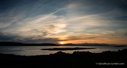 Midnight sun Sunrise and sunset at the same time.Westfjords, Iceland. ©islandfeuer 2010-2015. A