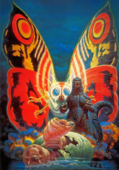 haaaaaaaaaaaave-you-met-ted: Godzilla vs Mothra (1990) by Noriyoshi Ohrai