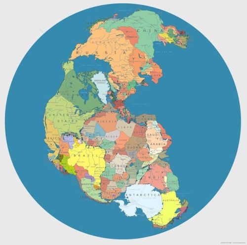  This is what Pangea would look like with our current international borders 