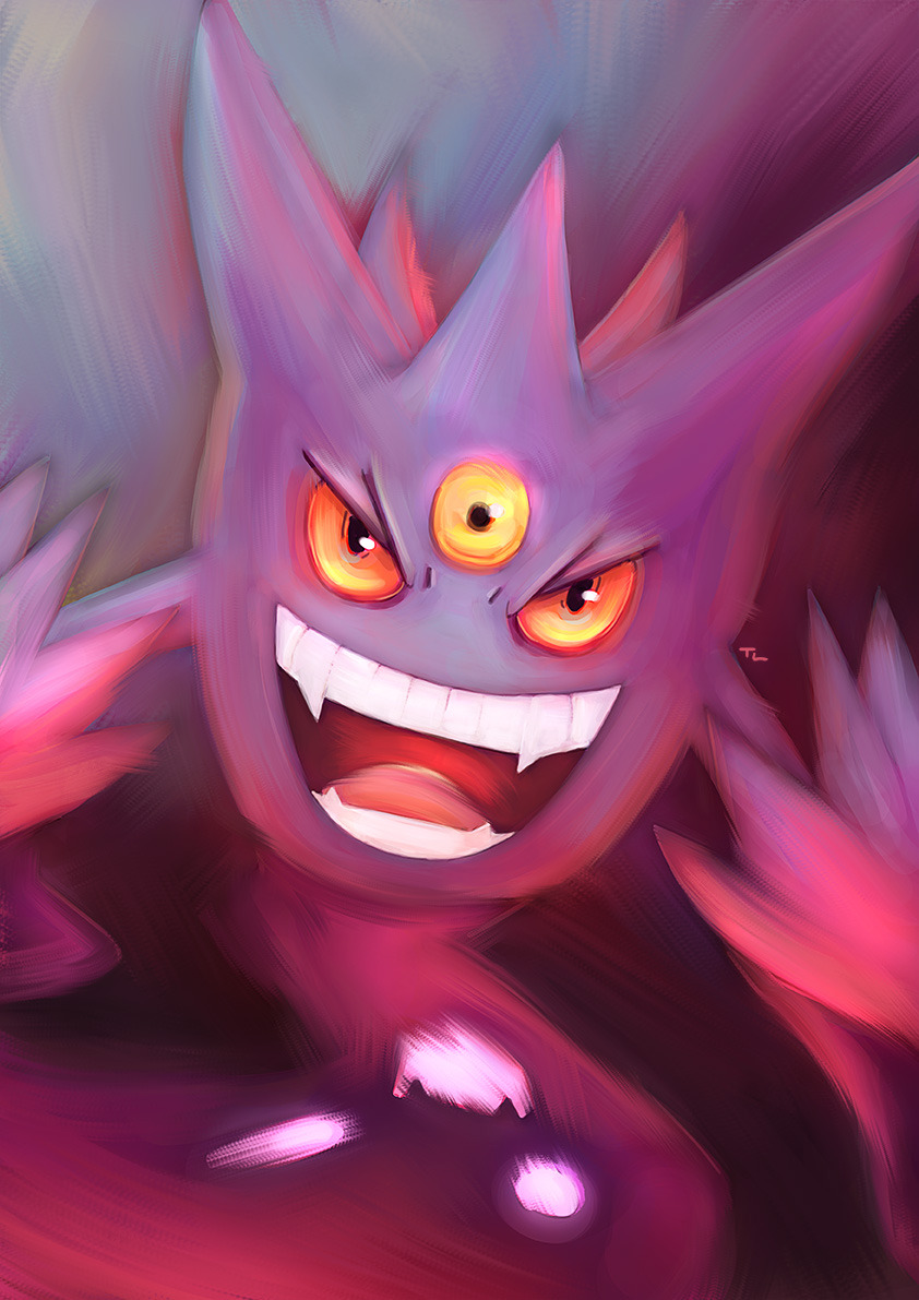 “Mega Gengar used Shadow Sneak!”  Another redraw of an old Pokemon fanart, this time its Mega Gengar! My time lapse 