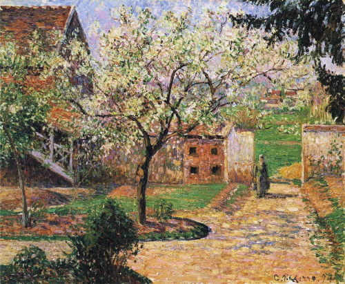 Plum Trees in Blossom, Éragny, 1894, Oil on canvas, Camille Pissarro [This item is on display at Ord