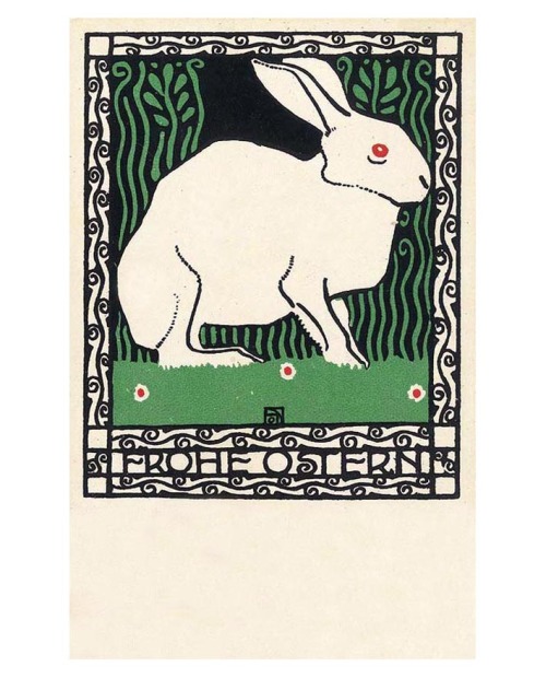 Josef Diveky, Happy Easter Postcard, 1908. For Wiener Werkstätte, Vienna.