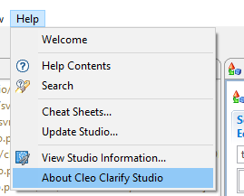 Cleo Clarify Help menu screenshot