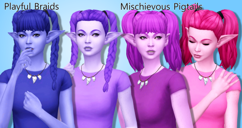 SimLaughLove Pigtails & Braids Hairs in Sorbets Remix Updated recolours from my original posts: 