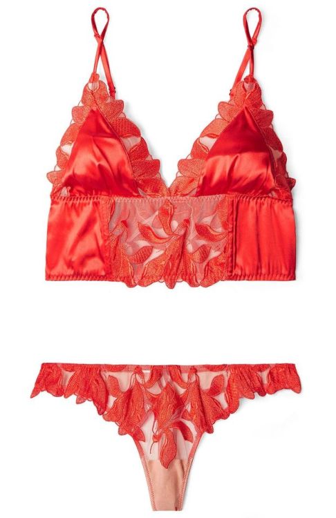 Fleur du Mal | Lily - in Foxy Red embroidered stretch tulle + satin