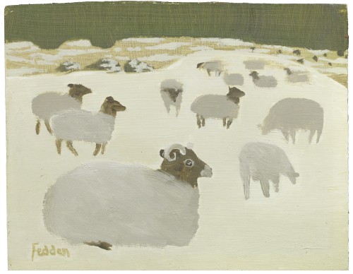 atmospheric-minimalism:Mary Fedden, Sheep, Oil on board, 16.5 × 20.3 cm