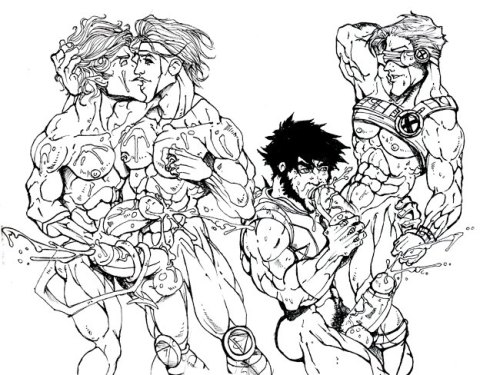 jockman87:  First Pic is Gambit from the X-Men. I feel like he is the sexual dynamite that gets all the fuck parities started in the X-Mansion. He is such a fucking hause. I don’t usually post my line arts but I figure fuck it. I do what I want. The