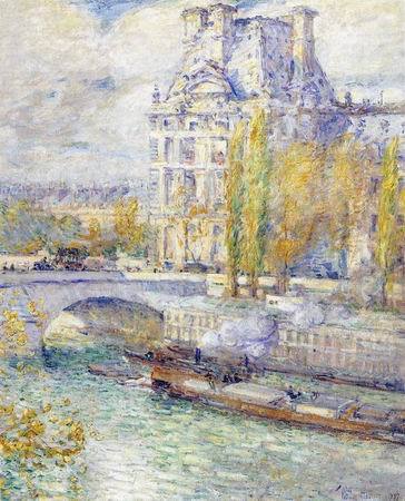 The Louvre and the Royal Bridge  -  Childe Hassam 1897Impressionism