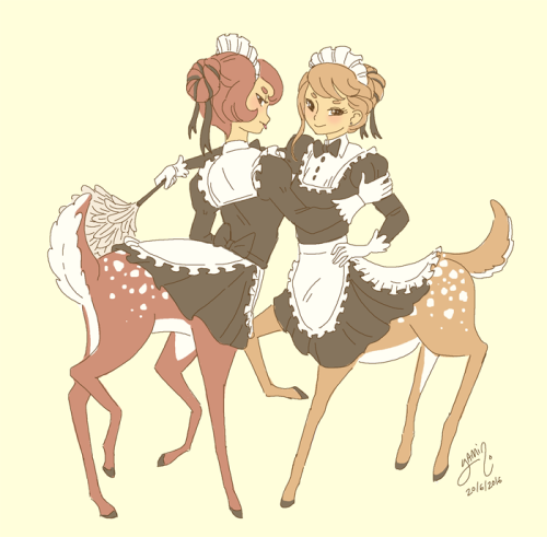 yamino:  I drew some deertaur maids! <3 