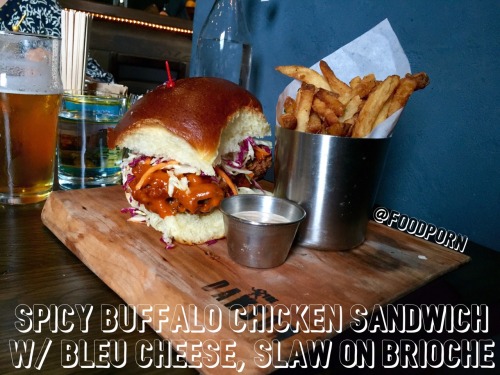 foodpornit:  Bring the Heat! #FoodPorn Spicy Buffalo Chicken Sandwich w/ Bleu Cheese, Slaw on Brioche
