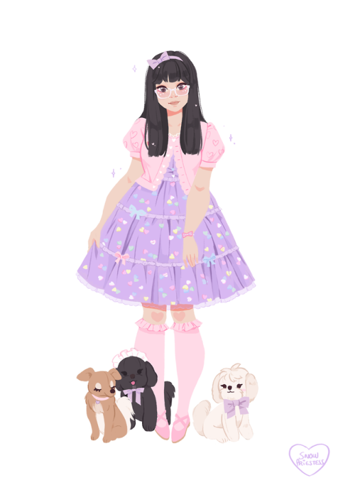 snow-priestess:Sweet lolita and cute dogs ♥Angelic Pretty - Sugar Hearts JSK