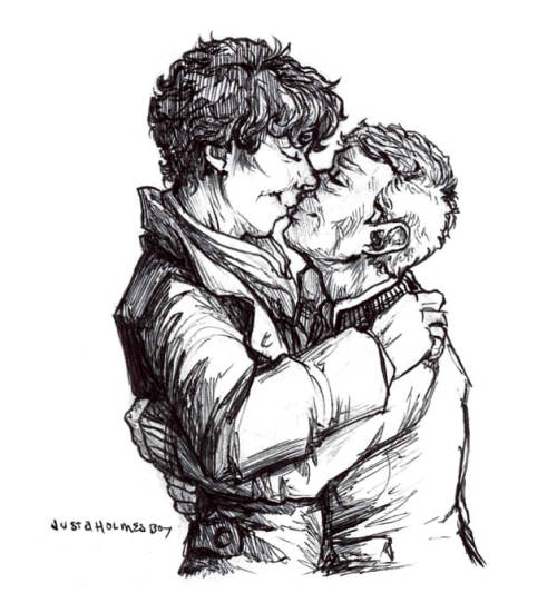 justaholmesboy: inktober #20 , ❤️❤️❤️ sum smooches ❤️❤️❤️