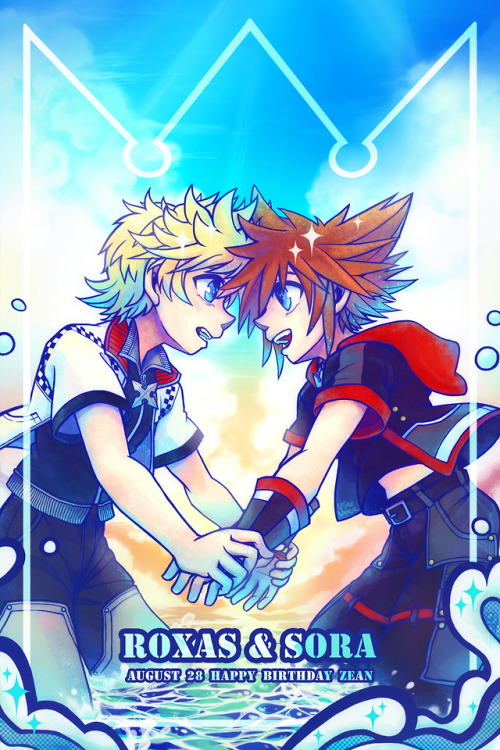 laser-lance: Draw Sora and Roxas as Birthday gift for my dear friend @zeankyuuun ~!!