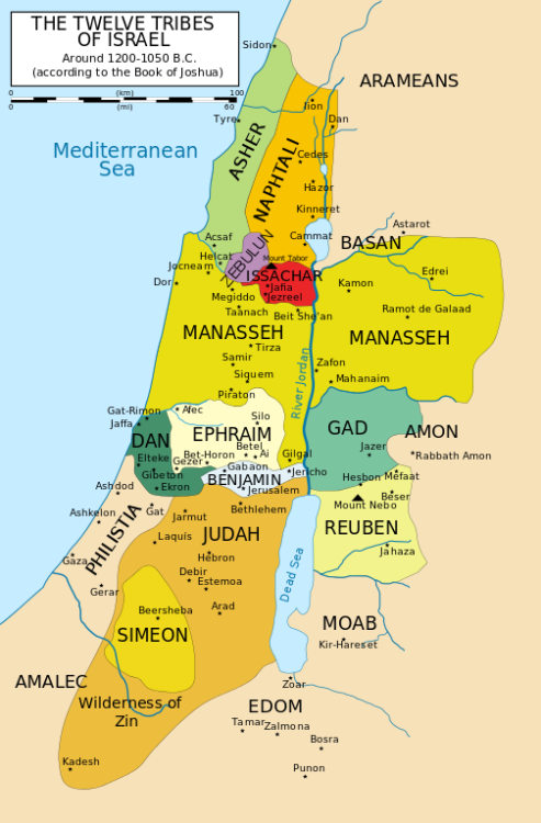 mapsontheweb:The Twelve Tribes of Israel according to the Book of Joshua, ~1200-1050 BC.