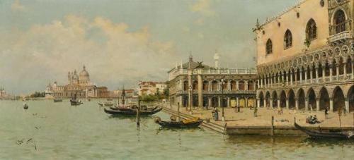 Antonio María de Reyna Manescau (1859–1937)Gondolas by the Doge’s Palace