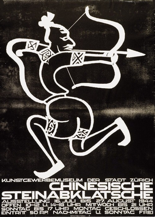 Ernst Keller, poster design for exhibition Chinesische Steinabklatsche, 1944. Kunstgewerbemuseum, Zü