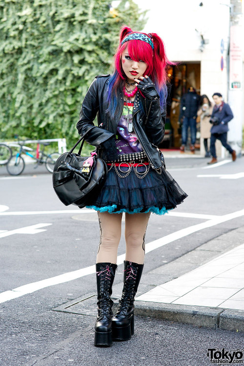 Super-duper awesome Lisa13 in Harajuku w/ G2? skirt, One Spo biker jacket, Sexy Dynamite &amp; a lit