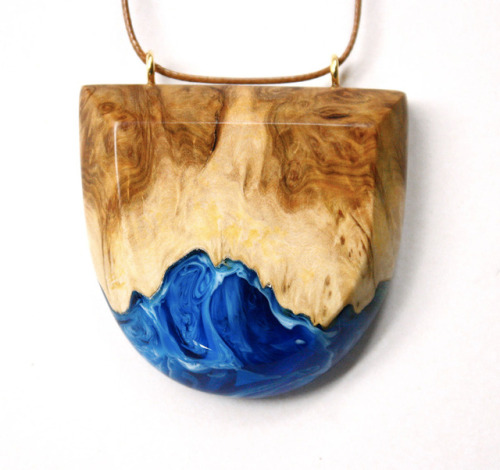 itscolossal:Resin and Wood Jewelry by Britta Boeckmann Encapsulates Crashing Ocean Waves