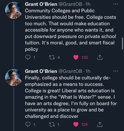 comicgeekscomicgeek:jewish-harley-quinn:Grant O’Brien of College Humor/Dropout, known for the series Total Forgiveness (in which he and Ally Beardsley did challenges to earn money to pay their student loans), on student loan forgiveness“Things that