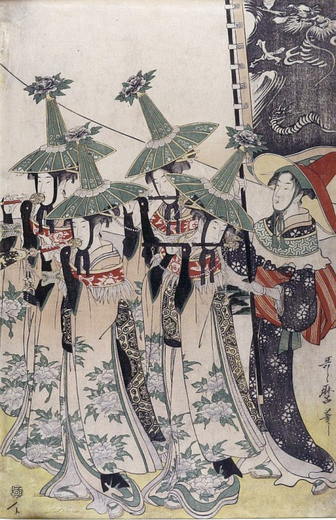 Parody of the procession of a Korean Ambassador by Kitagawa Utamaro, circa 1797-98