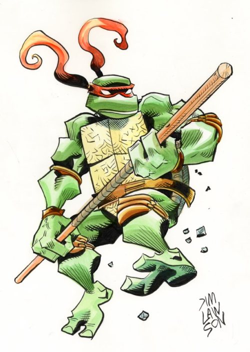 The Teenage Mutant Ninja Turtles as drawn by the legendary Jim Lawson.