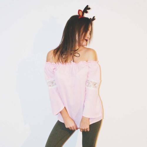 dresslily-official: @infinityolkaa in our Flare Sleeve Lace Panel Off The Shoulder Blouse &
