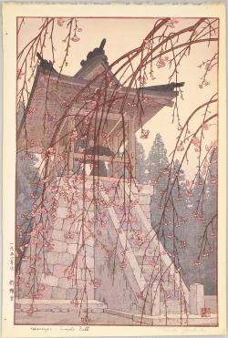 softpyramid:  Yoshida ToshiHeirinji Temple Bell,1951color woodblock