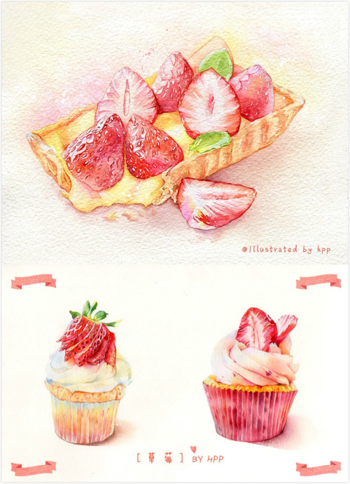 Watercolor food by Chinese illustrator 豪屁屁PP